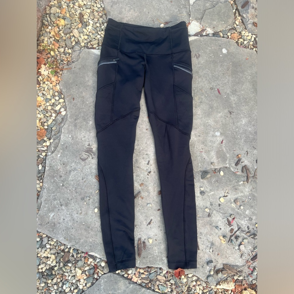 Lululemon fleece brushed lining leggings with pocket size 4